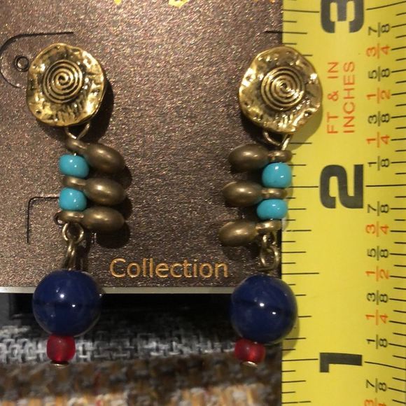 TRESKA Modern Abstract Metallic Multicolor Drop Dangle Earrings NWT - Picture 3 of 3